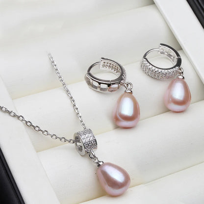 Exquisite Freshwater Pearl Necklace and Earring Set in 925 Silver - The Ultimate Luxury Gift for Her on Birthdays and Special Occasions