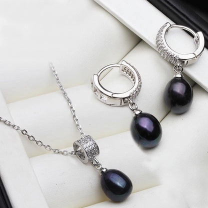 Exquisite Freshwater Pearl Necklace and Earring Set in 925 Silver - The Ultimate Luxury Gift for Her on Birthdays and Special Occasions