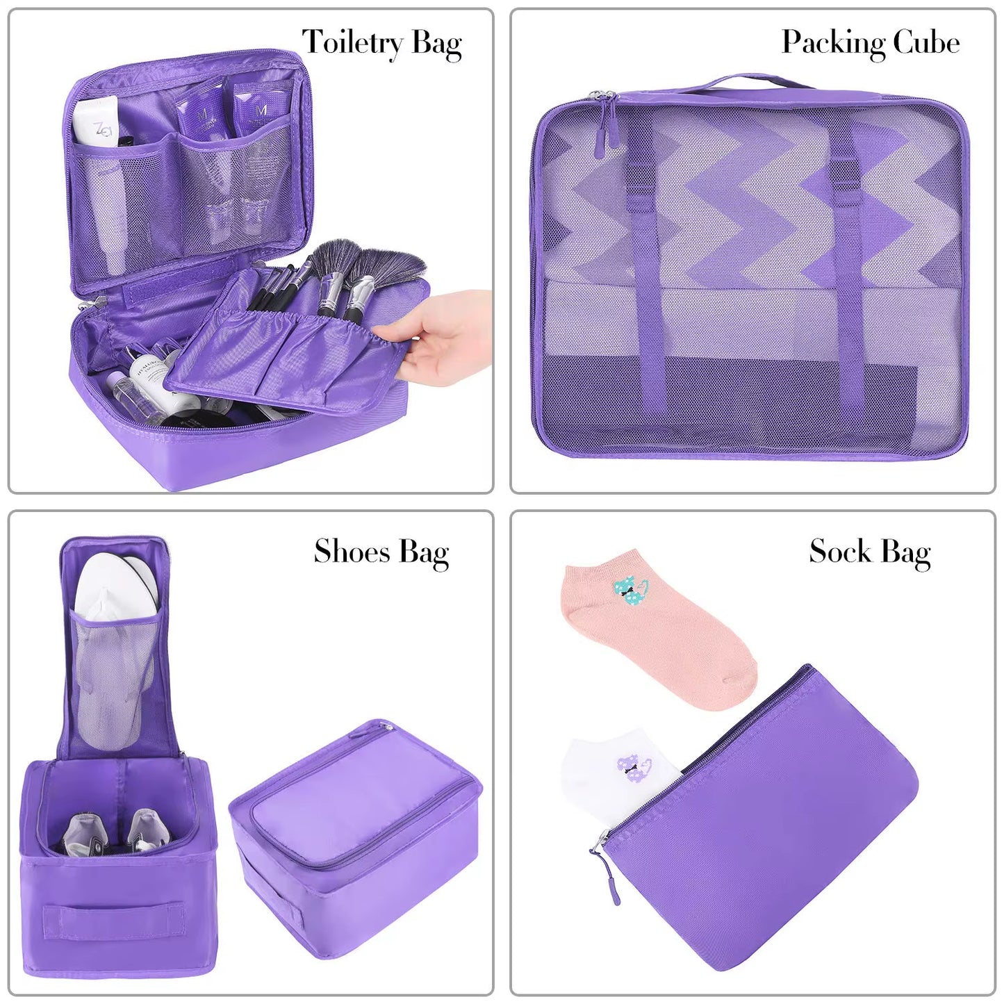 Lightweight Travel Accessories 8 Set Space Saving Luggage Packing Cubes