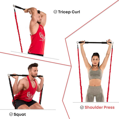 Ultimate Workout Bar & Resistance Bands Set for Fitness: Transform Your Home into a Gym with Pilates, Yoga, and Strength Training!