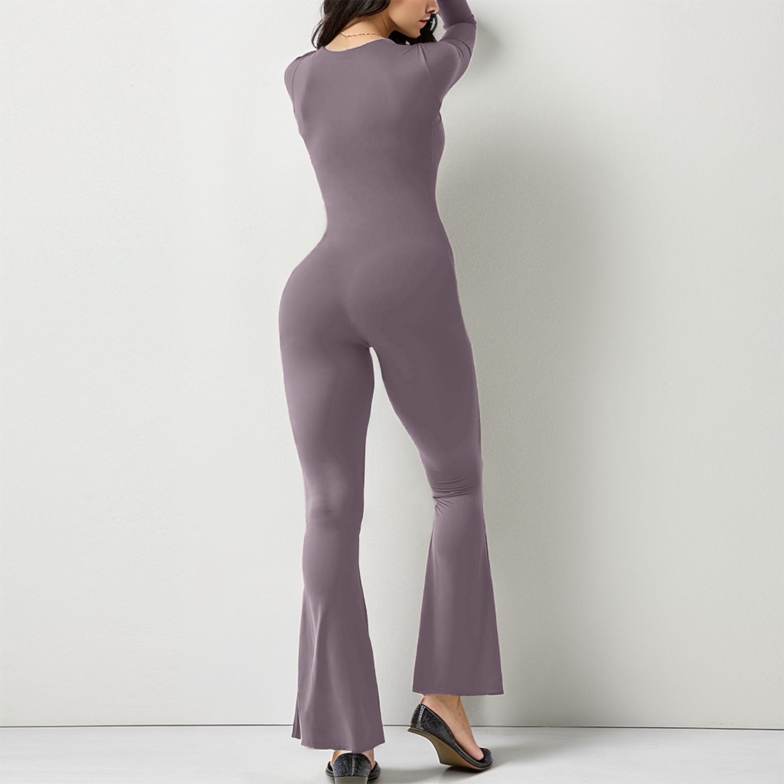 Elevate Your Style with Our Women’s Long Sleeve Square Collar Jumpsuit - Perfect for Shaping Your Waist and Lifting Your Hips!