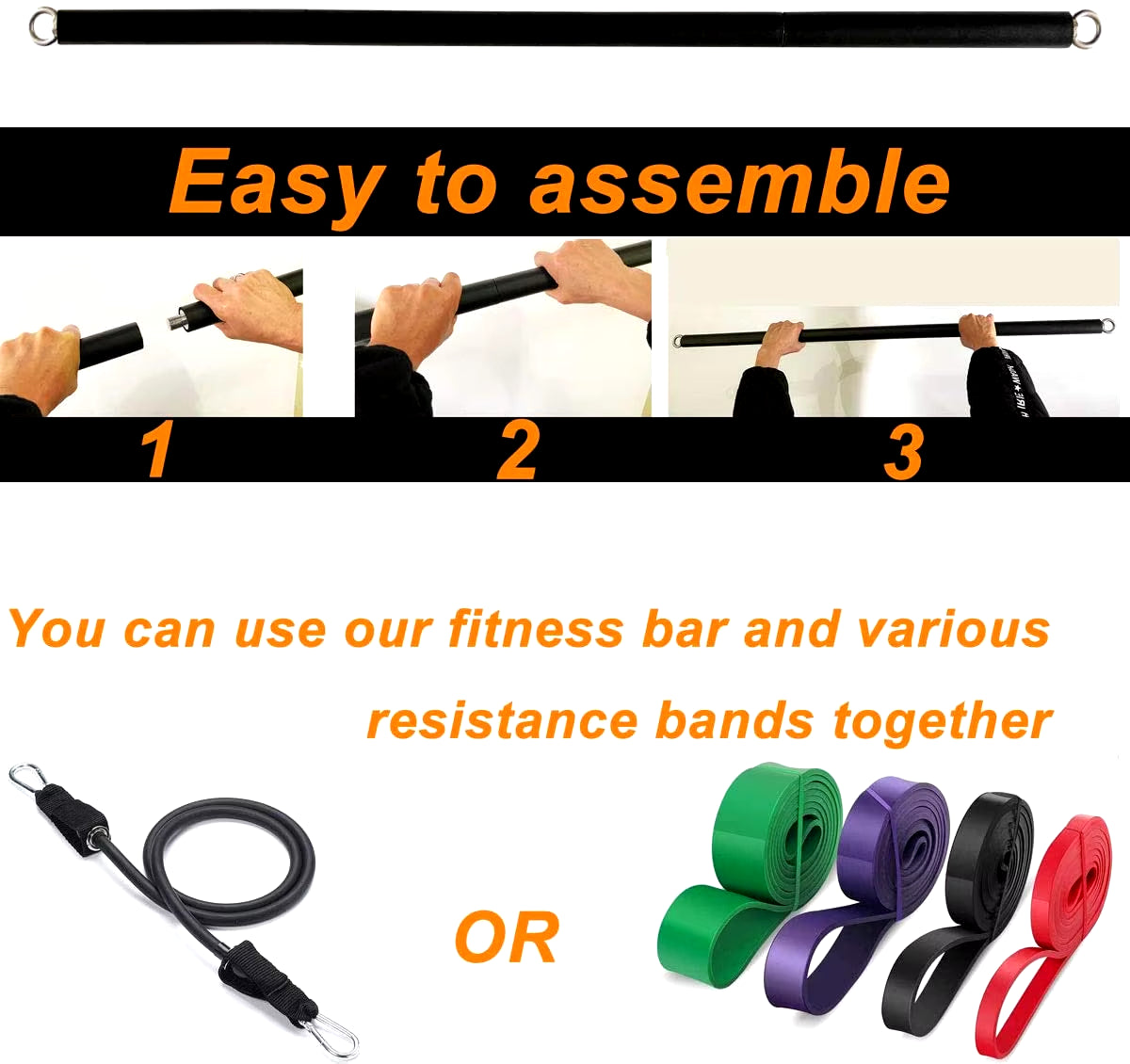 Ultimate Workout Bar & Resistance Bands Set for Fitness: Transform Your Home into a Gym with Pilates, Yoga, and Strength Training!